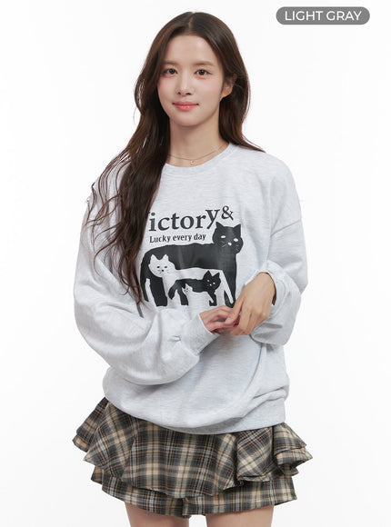 graphic-cats-cotton-sweatshirt-oo421 / Light gray