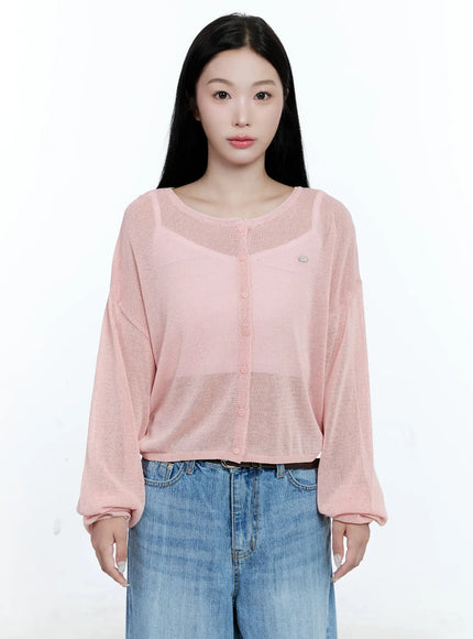 linen-relaxed-fit-cardigan-cg513 / Light Pink
