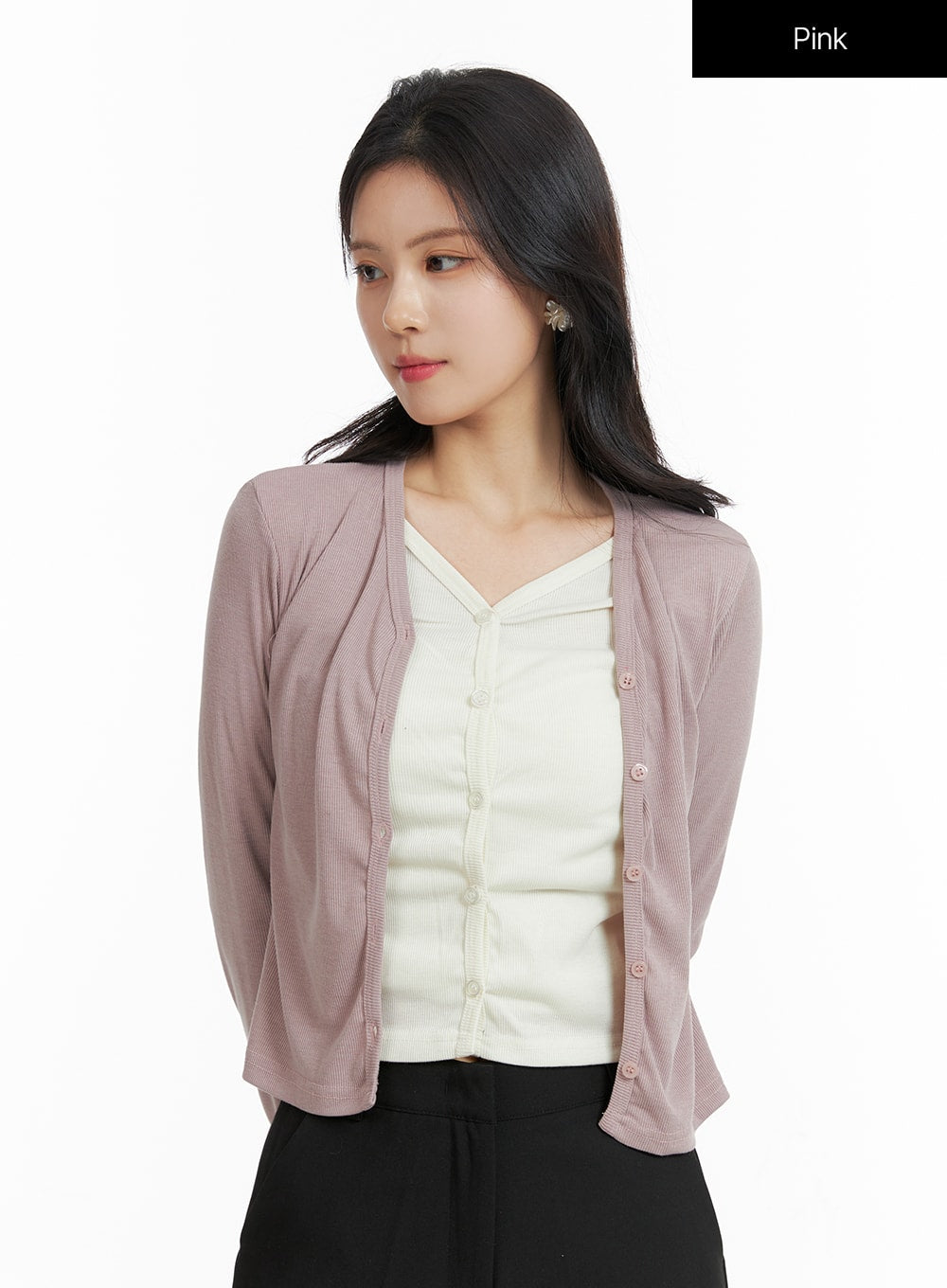 Buttoned Layered Cardigan OF415