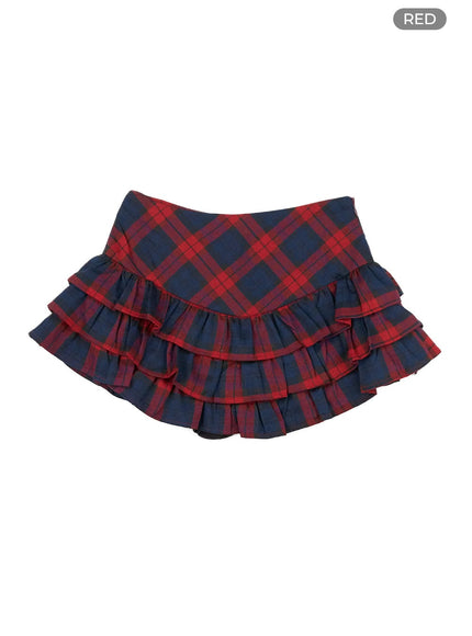 layered-frill-mini-skirt-cl415 / Red