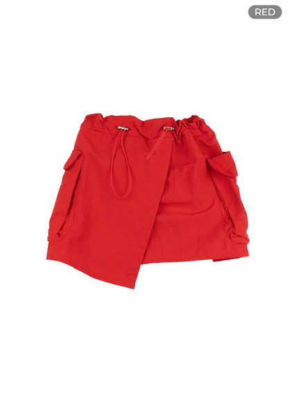 unbalanced-cargo-mini-skirt-cl403 / Red