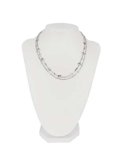 star-layered-necklace-cd501 / Silver