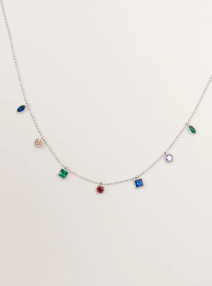 acc-rainbow-cubic-necklace-kc1008 / Silver