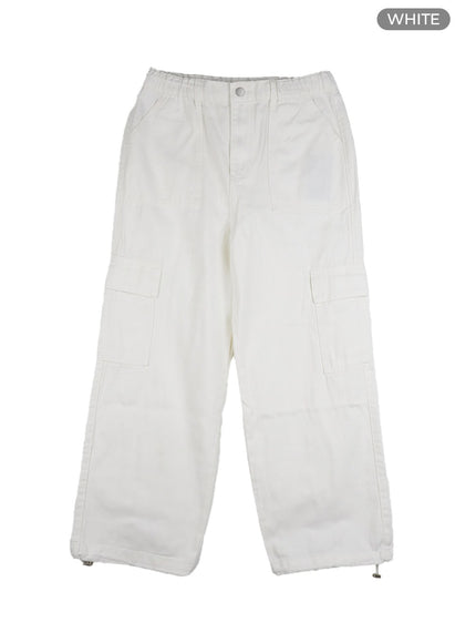 cargo-stitch-cotton-wide-fit-pants-cg420 / White