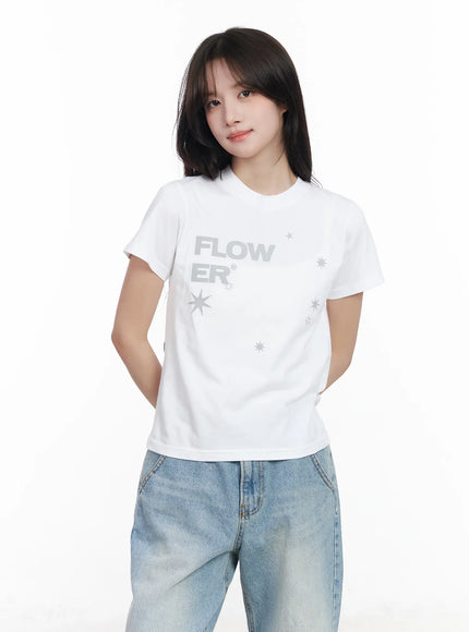 graphic-print-crewneck-t-shirt-cm527 / White