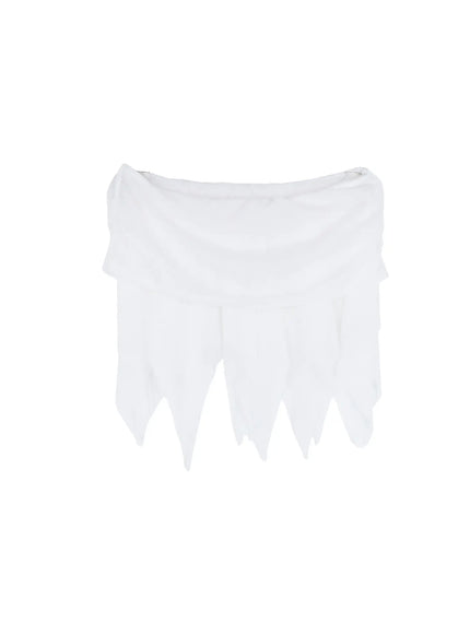 sheer-frill-asymmetric-mini-skirt-cl518 / White