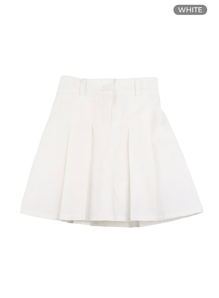 solid-pleated-mini-skirt-oy413 / White