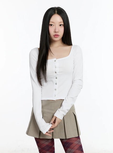square-neck-button-up-crop-cardigan-cm511 / White