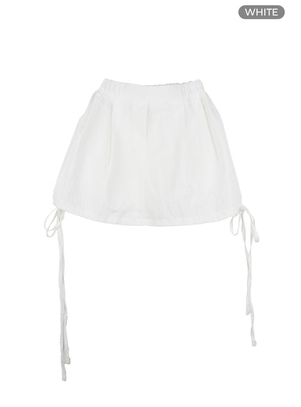 banded-pintuck-mini-skirt-ol417 / White