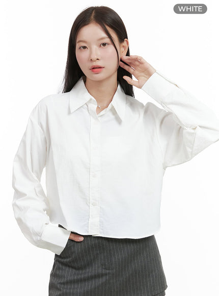 buttoned-solid-crop-shirt-og419 / White