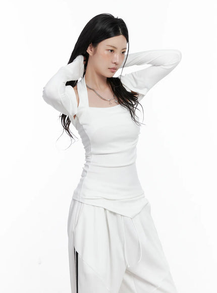 chic-halter-and-bolero-set-cs526-1 / White