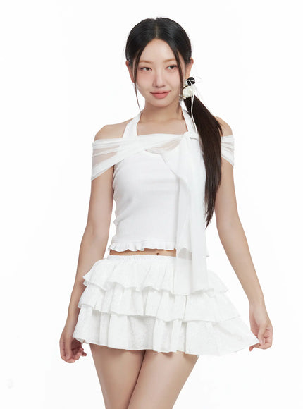 sheer-layered-halter-tank-cl509 / White