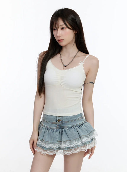 ribbon-crop-tank-top-ca503 / White