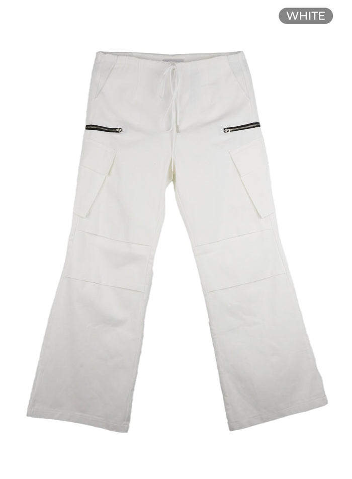 pintuck-string-pocket-cargo-pants-cg430 / White