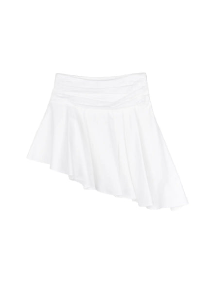 asymmetrical-flare-midi-skirt-ca524 / White