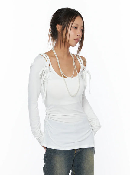 chic-layered-bolero-top-set-ca517 / White