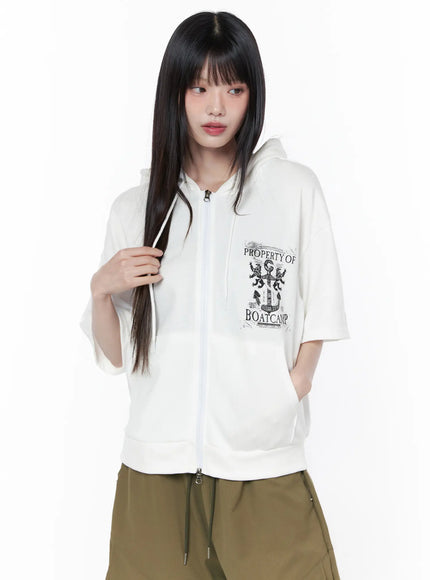 graphic-short-sleeve-hoodie-cu519 / White