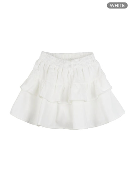 ruffle-banded-mini-skirt-og429 / White