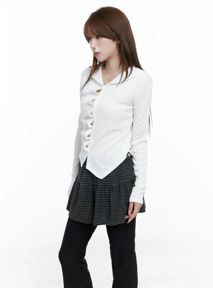 twisted-button-up-hooded-cardigan-cs501 / White