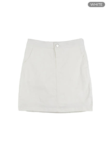 basic-slim-mini-skirt-ol411 / White