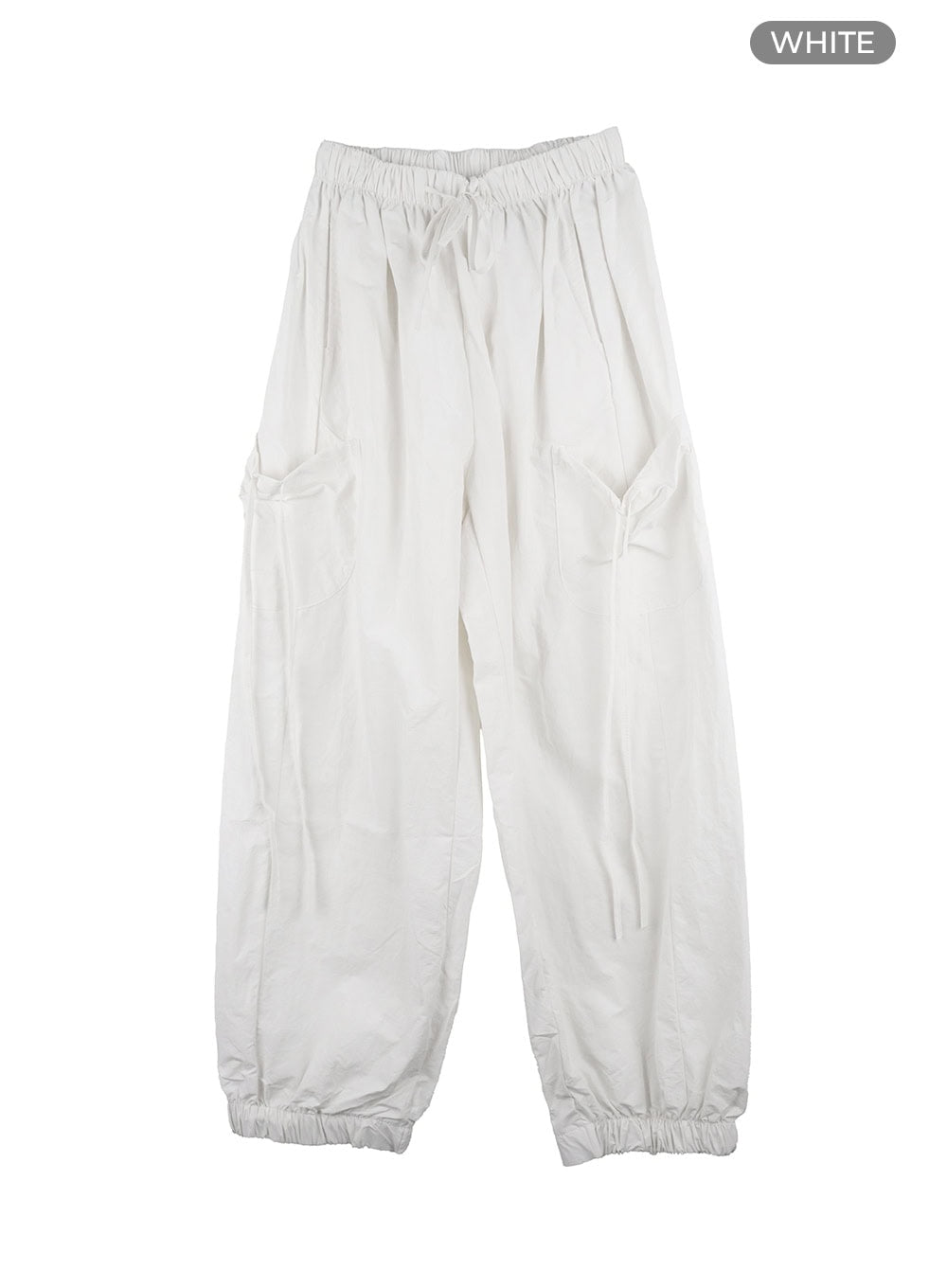 ribbon-cargo-nylon-pants-oa425 / White