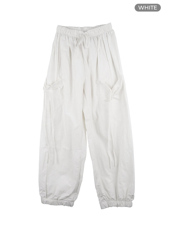 ribbon-cargo-nylon-pants-oa425 / White