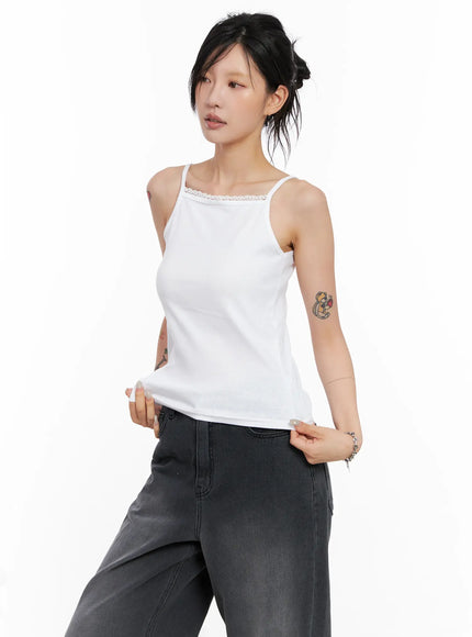 lace-trim-cami-top-cl528 / White