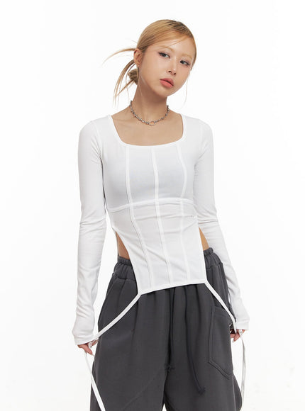 side-slit-long-sleeve-top-cj507 / White