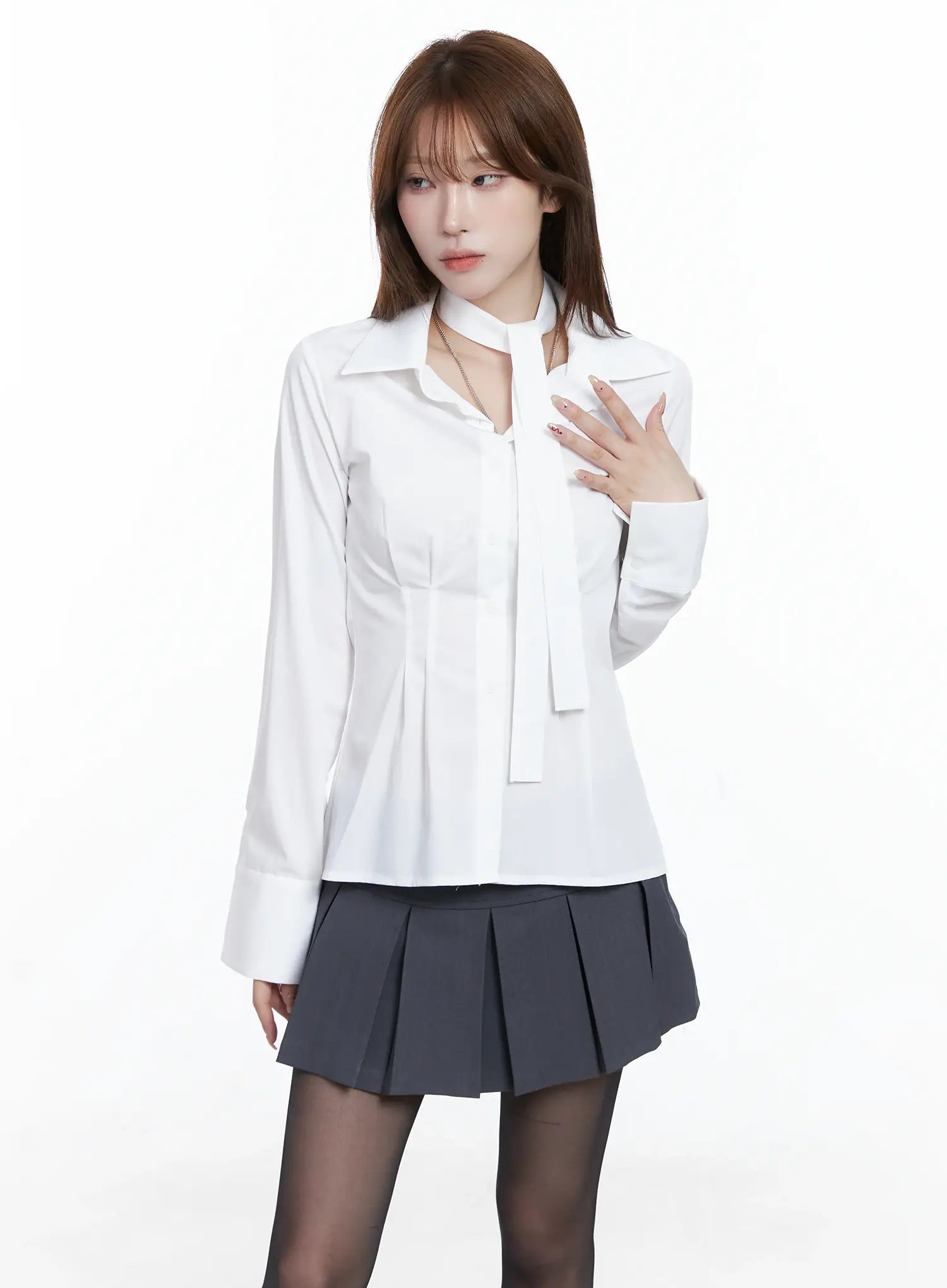 elegant-front-tie-blouse-cs501 / White