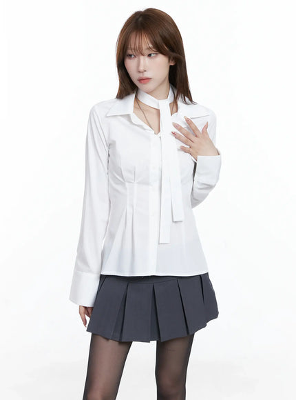 elegant-front-tie-blouse-cs501 / White
