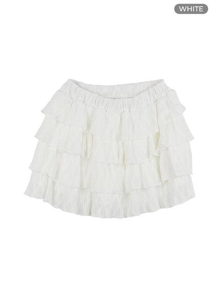 ruffle-mini-skirt-og407 / White