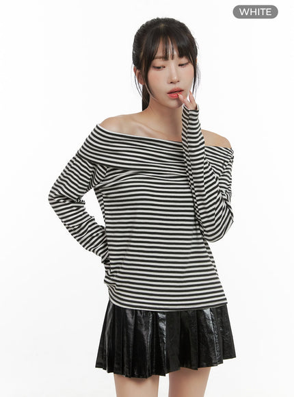 stripe-off-shoulder-top-cg430 / White