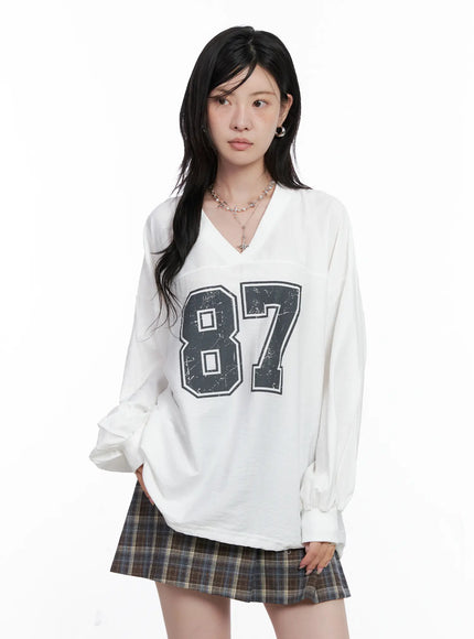 87-oversized-v-neck-pullover-top-cs526 / White