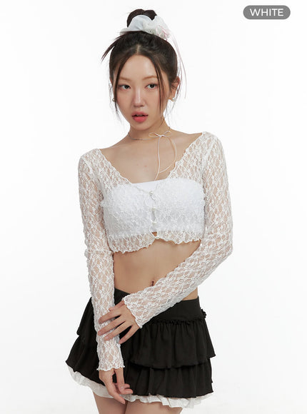 crop-see-through-cardigan-ol402 / White