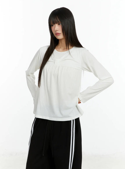 twist-ribbon-long-sleeve-top-cf510 / White