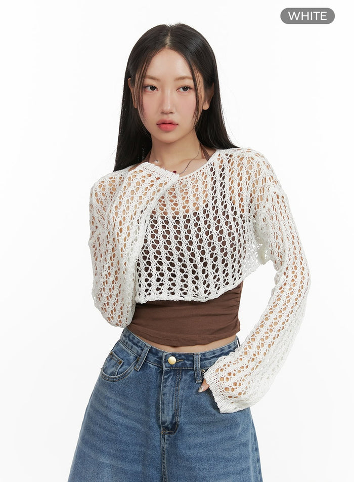 crochet-knit-bolero-cy420 / White