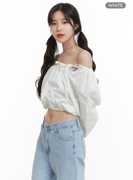 side-ribbon-off-shoulder-blouse-om425 / White