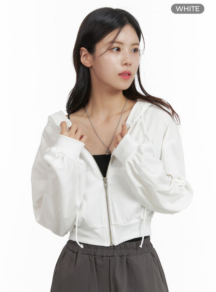 zip-up-crop-hoodie-sweatshirt-oa419 / White