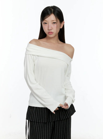 off-shoulder-long-sleeve-cs517 / White