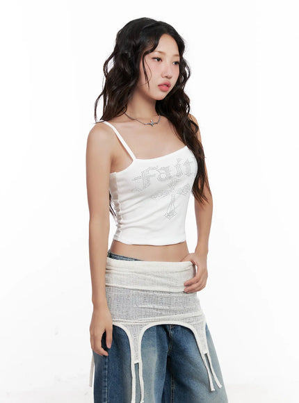 y2k-cropped-rhinestone-tank-cl521 / White