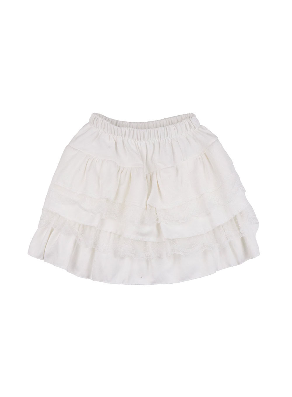 lace-trim-ruffled-mini-skirt-cd425 / White