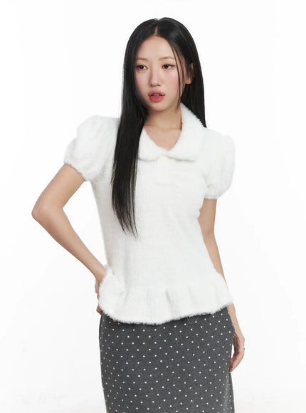 soft-puff-sleeve-collar-top-cd529 / White