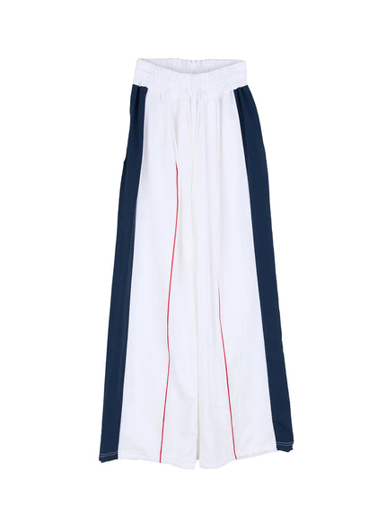 contrast-stripe-nylon-track-pants-cs505 / White