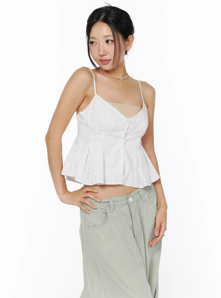 polka-dot-button-up-camisole-cu515 / White