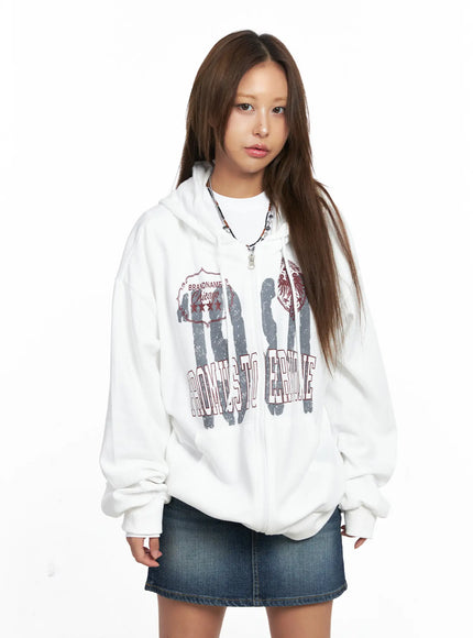 oversized-graphic-zip-up-hoodie-co513 / White