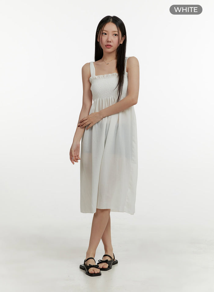 sleeveless-square-neck-flare-maxi-dress-oy413 / White