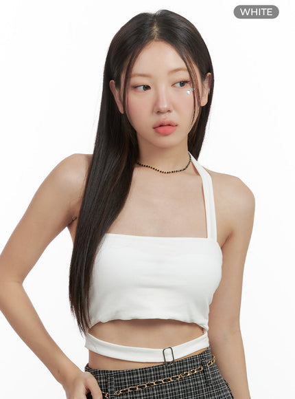 halter-buckle-crop-top-og407 / White