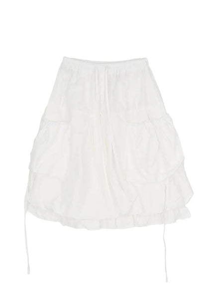 utility-pocket-balloon-midi-skirt-cm512 / White