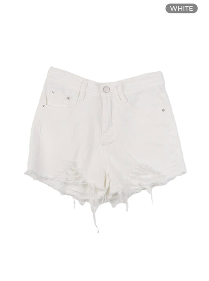 destroyed-denim-shorts-oa425 / White