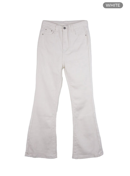 cotton-slim-fit-bootleg-pants-oo421 / White